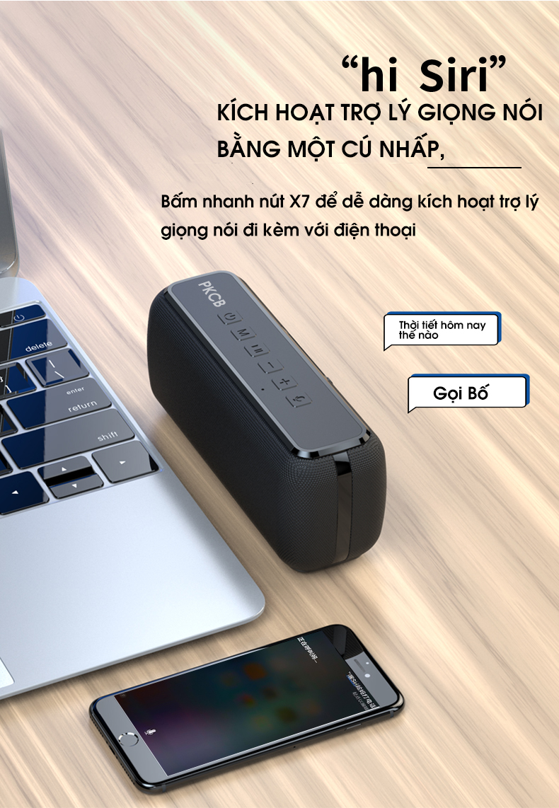 Loa bluetooth 5.0 60W công suất lớn chống nước IPX5 sạc nhanh Type - C cộng nghệ điều khiển giọng nói PKCB PF1007 - Hàng chính hãng