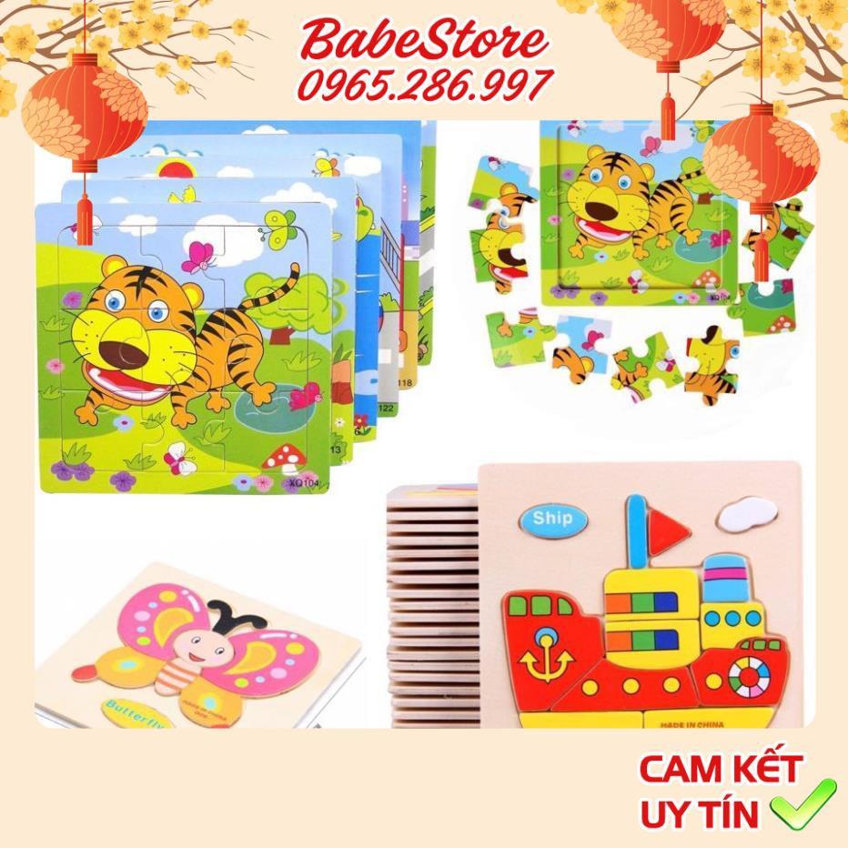 Combo 20 Tranh Ghép Bằng Gỗ 2D và 3D Hình Con Vật Và Phương Tiện Giao Thông