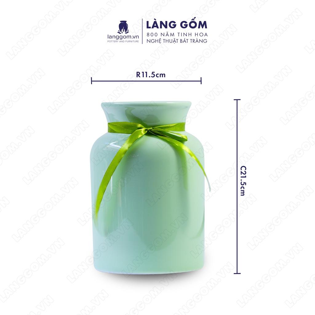 Bình hoa, lọ hoa Gốm sứ Bát Tràng cao cấp Men ngọc ống loe dùng làm quà tặng, trang trí - Làng Gốm Bát Tràng