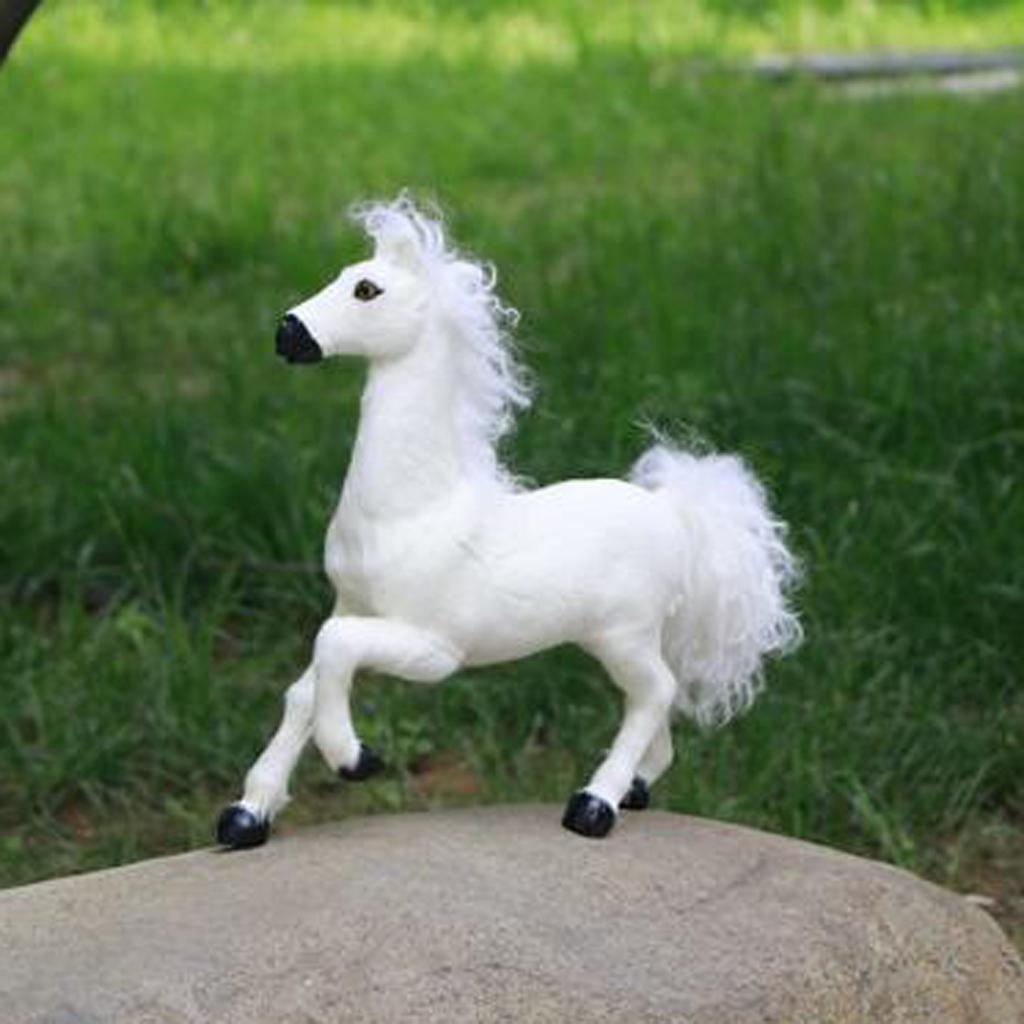 Simulation Animal 12'' White Horse Model Figure Kids Toy Home Garden Decor