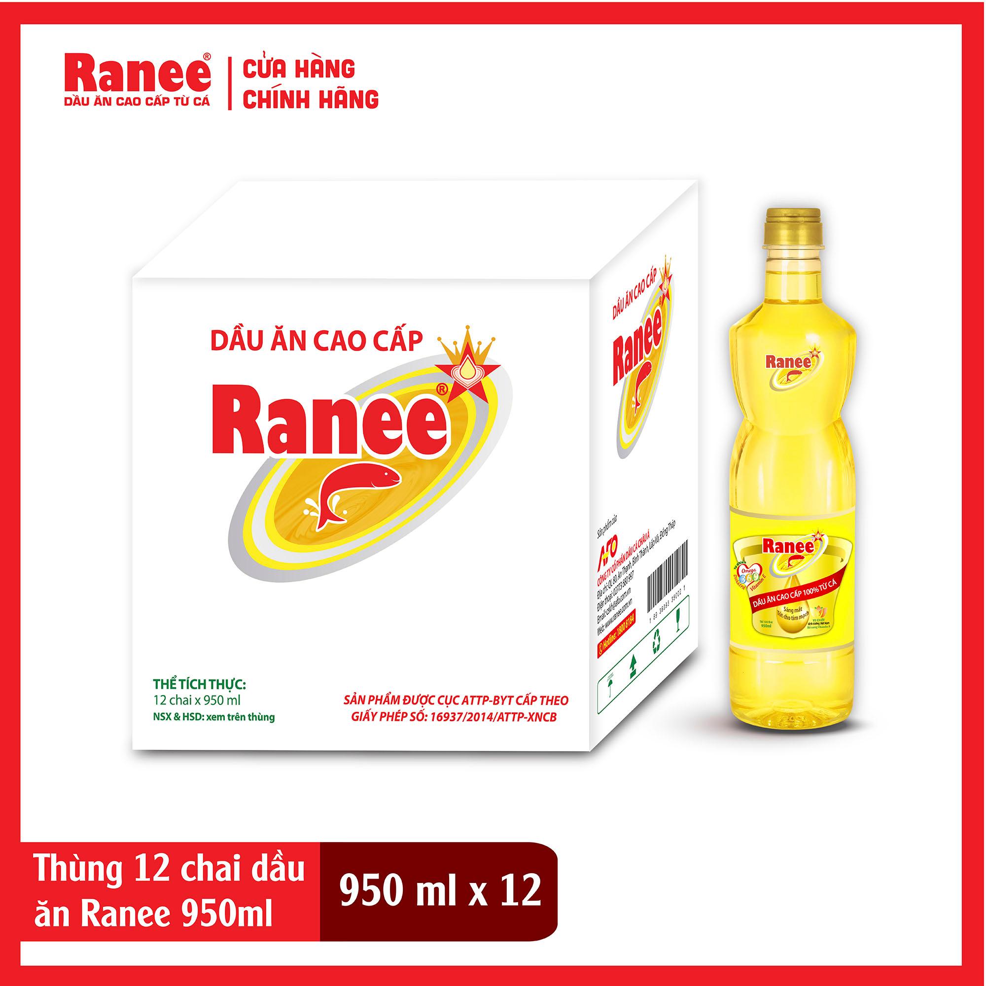 Thùng dầu ăn Ranee 950ml (950ml/chai x 12 chai)