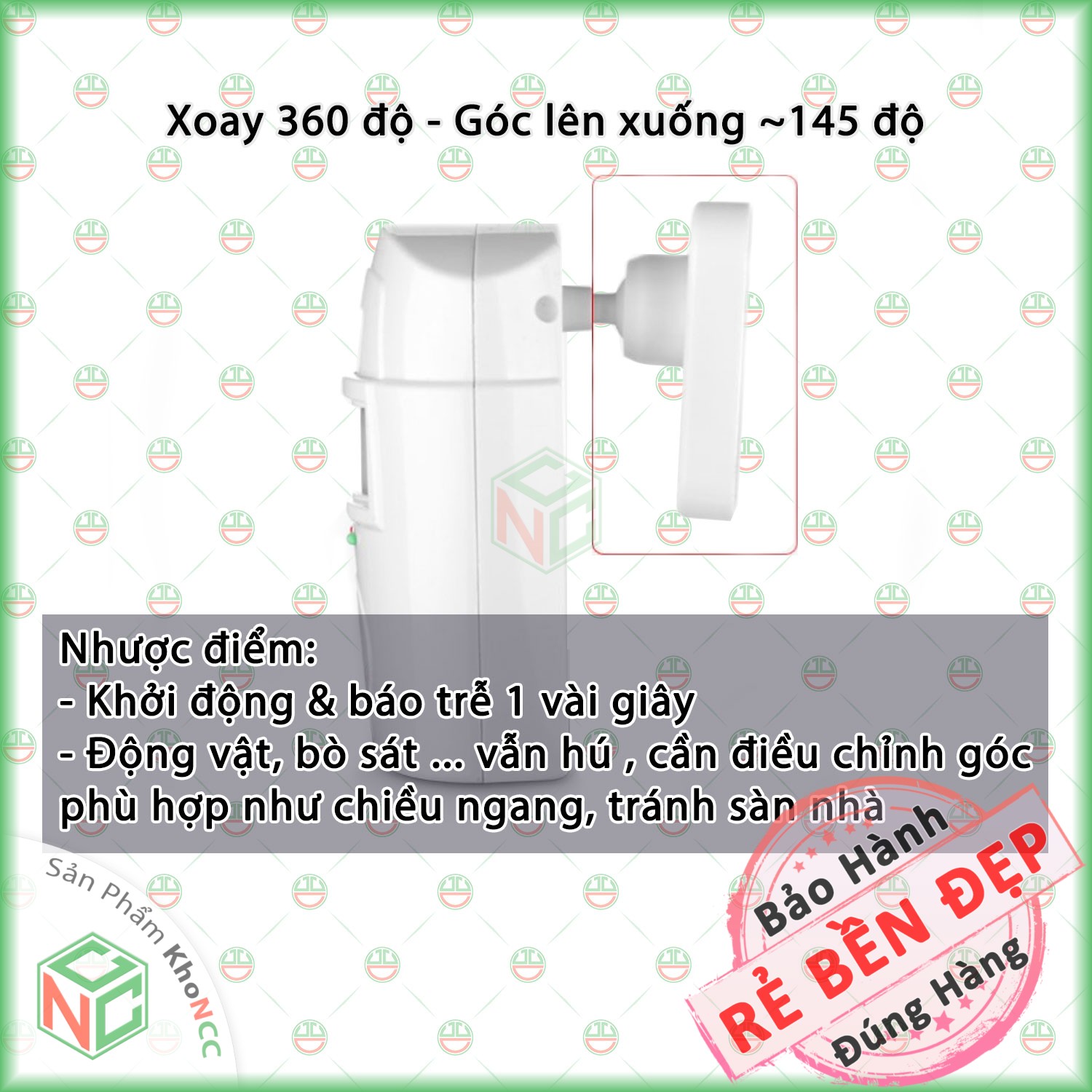 [An Toàn] Hệ Thống Báo Động An Ninh Chống Trộm KhoNCC Hàng Chính Hãng - Cảm Biến Hồng Ngoại Chuyển Động Không Dây Có 02 Remote Điều Khiển Từ Xa - NQT-BCHHN (Màu trắng)