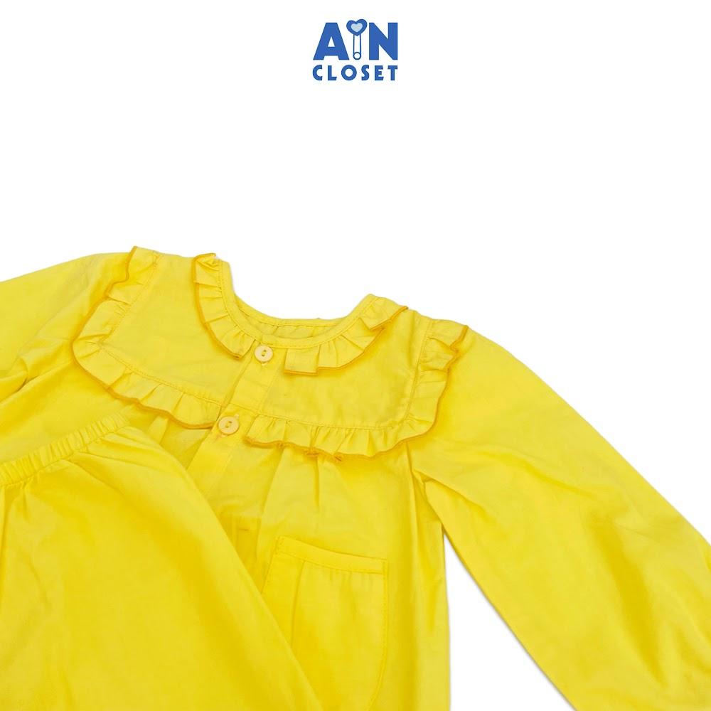 Bộ quần áo dài bé gái họa tiết Cổ Bèo Vàng trơn cotton - AICDBGIOJARF - AIN Closet