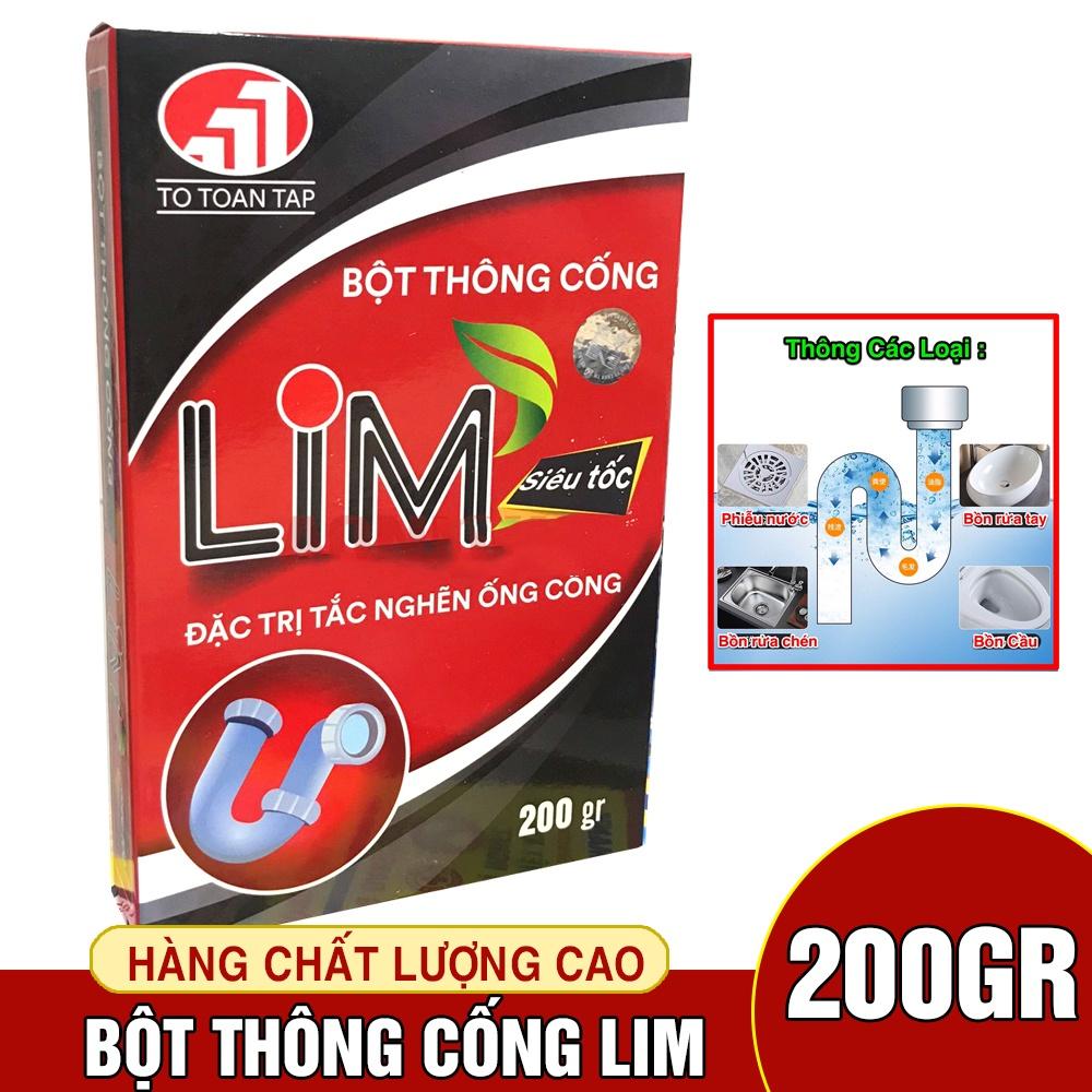 Bột Thông Cống Siêu Tốc Lim (200g) - Chất Thông Cống Thông Bồn Cầu Bột Thông Cống Cực Mạnh Bột Thông Tắc Bồn Cầu