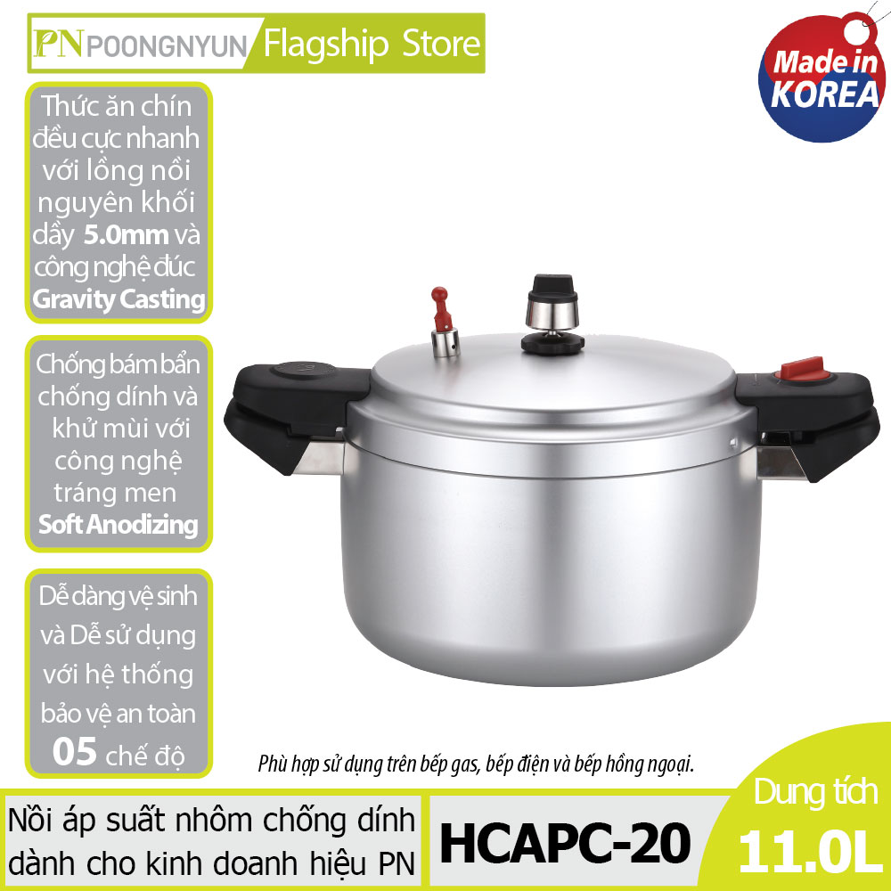 Nồi áp suất nhôm đúc nguyên khối hiệu PN HCAPC-20 - Hàng chính hãng