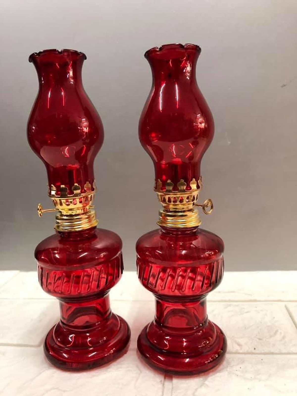 Combo 2 chiếc Đèn Thờ đốt dầu thuỷ tinh đỏ