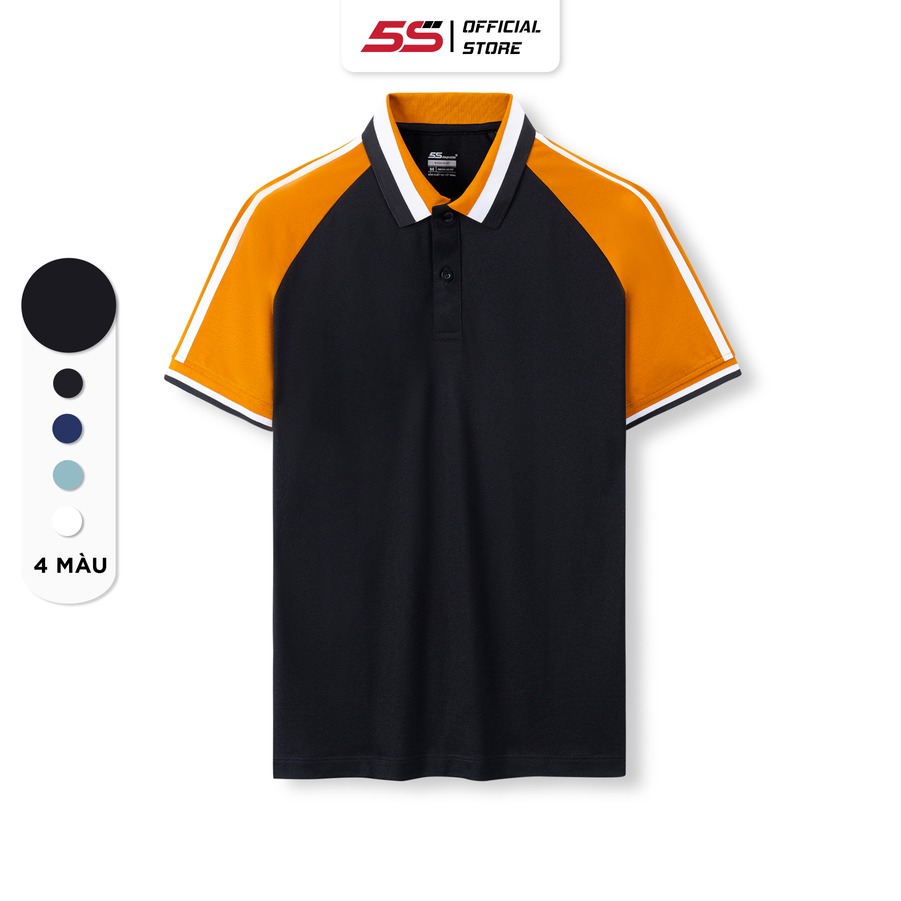 Áo Polo Nam 5S FASHION Tay Raglan Can Phối Màu Nổi Bật, Chất Viscose Kết Hợp Cotton Mềm, Mát, Thấm Hút Tốt