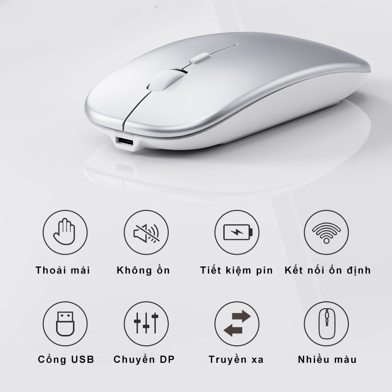 Chuột Không Dây Bluetooth Sidotech M1P Sạc Pin Không Tiếng Ồn - Hàng Chính Hãng