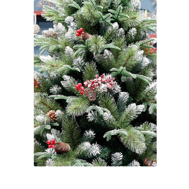 Cây thông noel phủ tuyết 2,1m gắn trái đỏ và quả thông khô PE