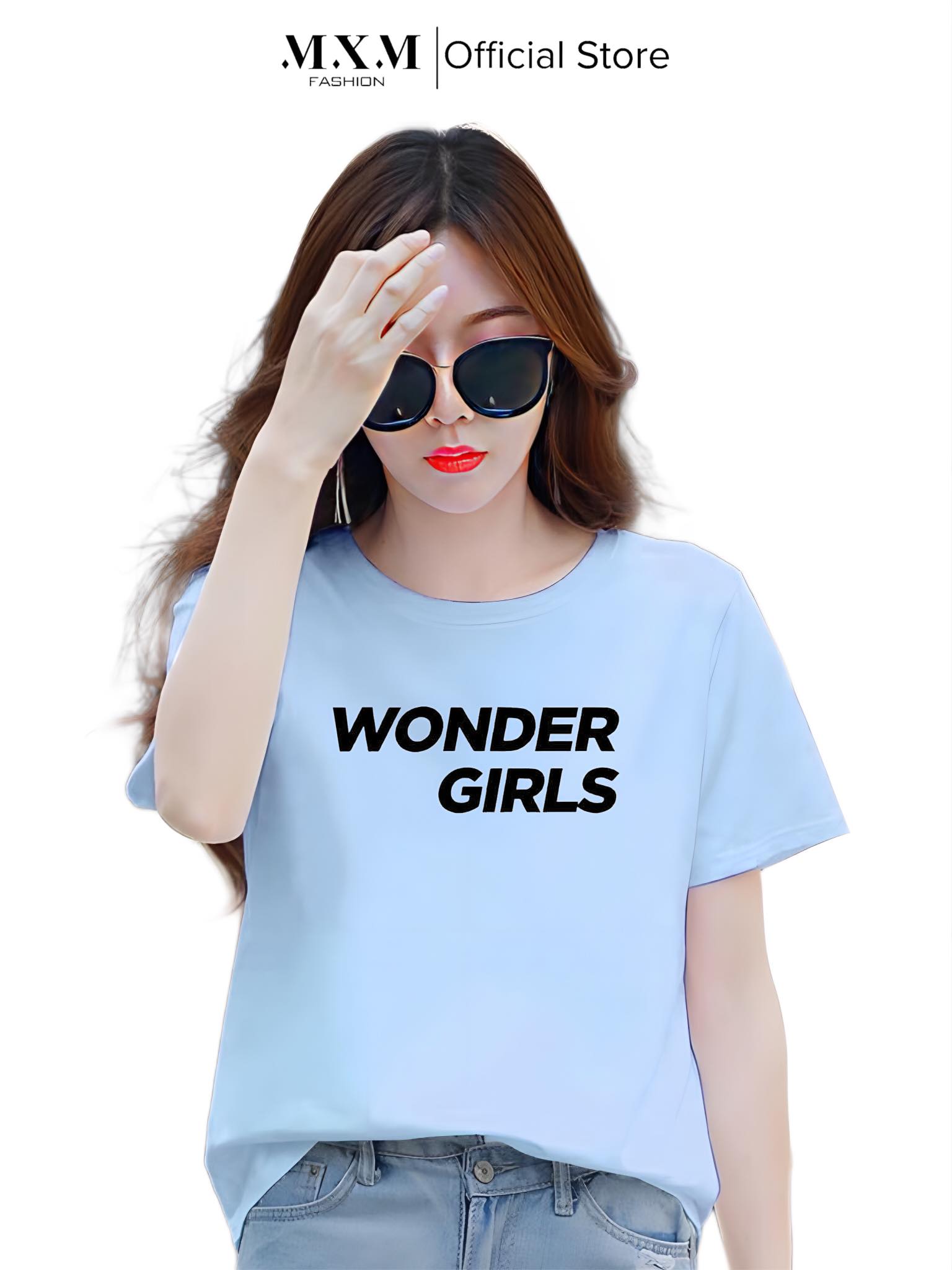 Áo thun nữ cổ tròn form rộng in chữ Wonder Girls thun cotton 4 chiều ( ANU021 )