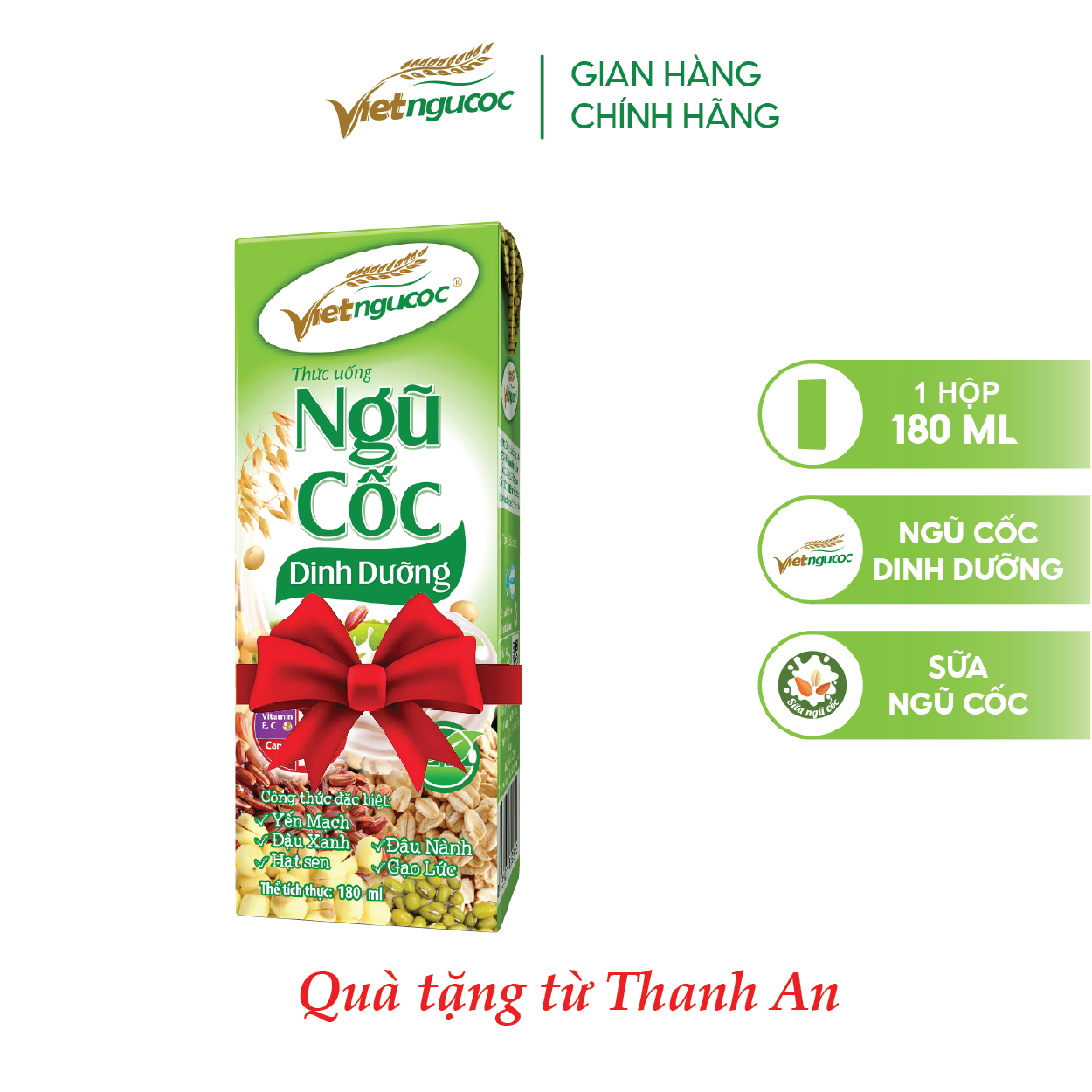 [QUÀ TẶNG KHÔNG BÁN] Set 6 Hộp Sữa Ngũ cốc dinh dưỡng Việt Ngũ Cốc 180ml