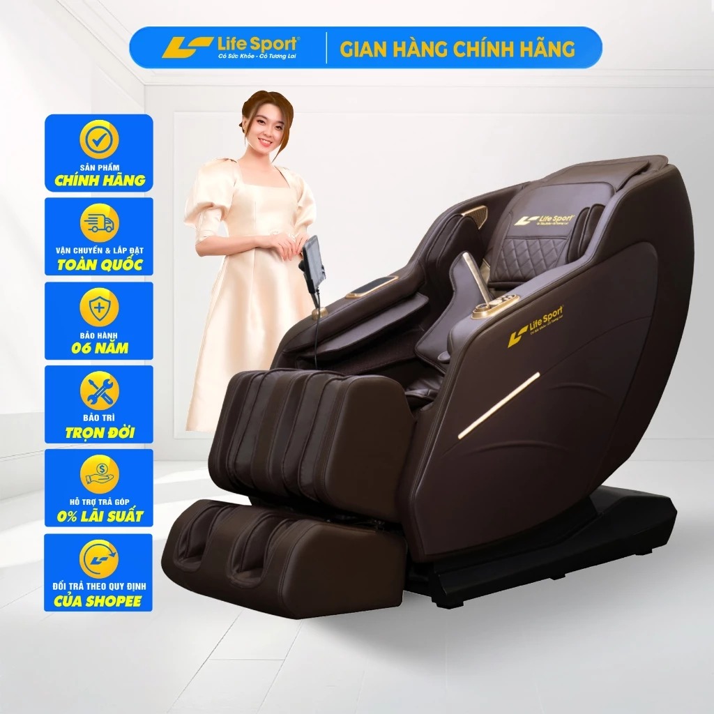 Ghế Massage Lifesport LS-369, Ghế Massage 4D Có 12 Chương Trình Tự Động Và 6 Kỹ Thuật Điêu Luyện