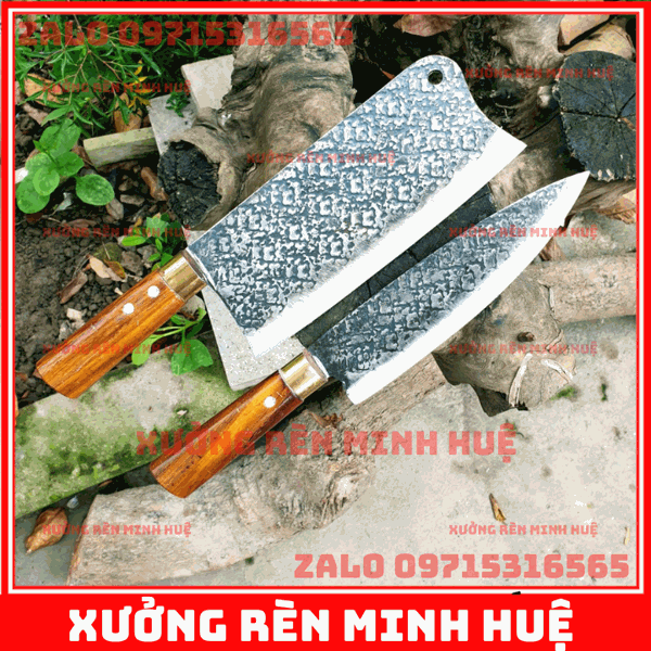 Bộ dao nhà bếp nhíp oto hàng rèn thủ công cao cấp phúc sen
