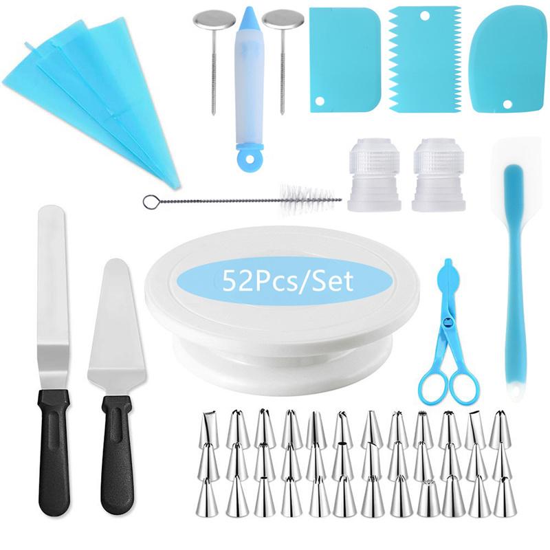 52 Cái/bộ Bánh Bàn Xoay Bộ Đa Năng Trang Trí Bánh Bộ Bánh Ngọt Ống Fondant Đảng Nhà Bếp Tráng Miệng Dụng Cụ Làm Bánh