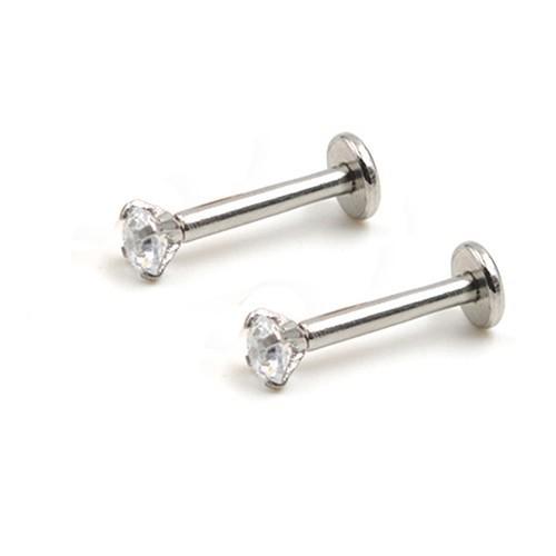 Bộ 2 cái khuyên môi đính đá bằng thép không gỉ-h19