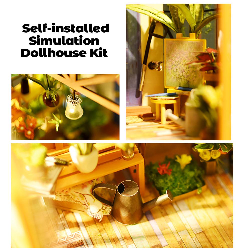 DIY Dollhouse Wooden Room Assemble Kit Home Decoration Miniature House Model Self-installed Simulation Dollhouse
