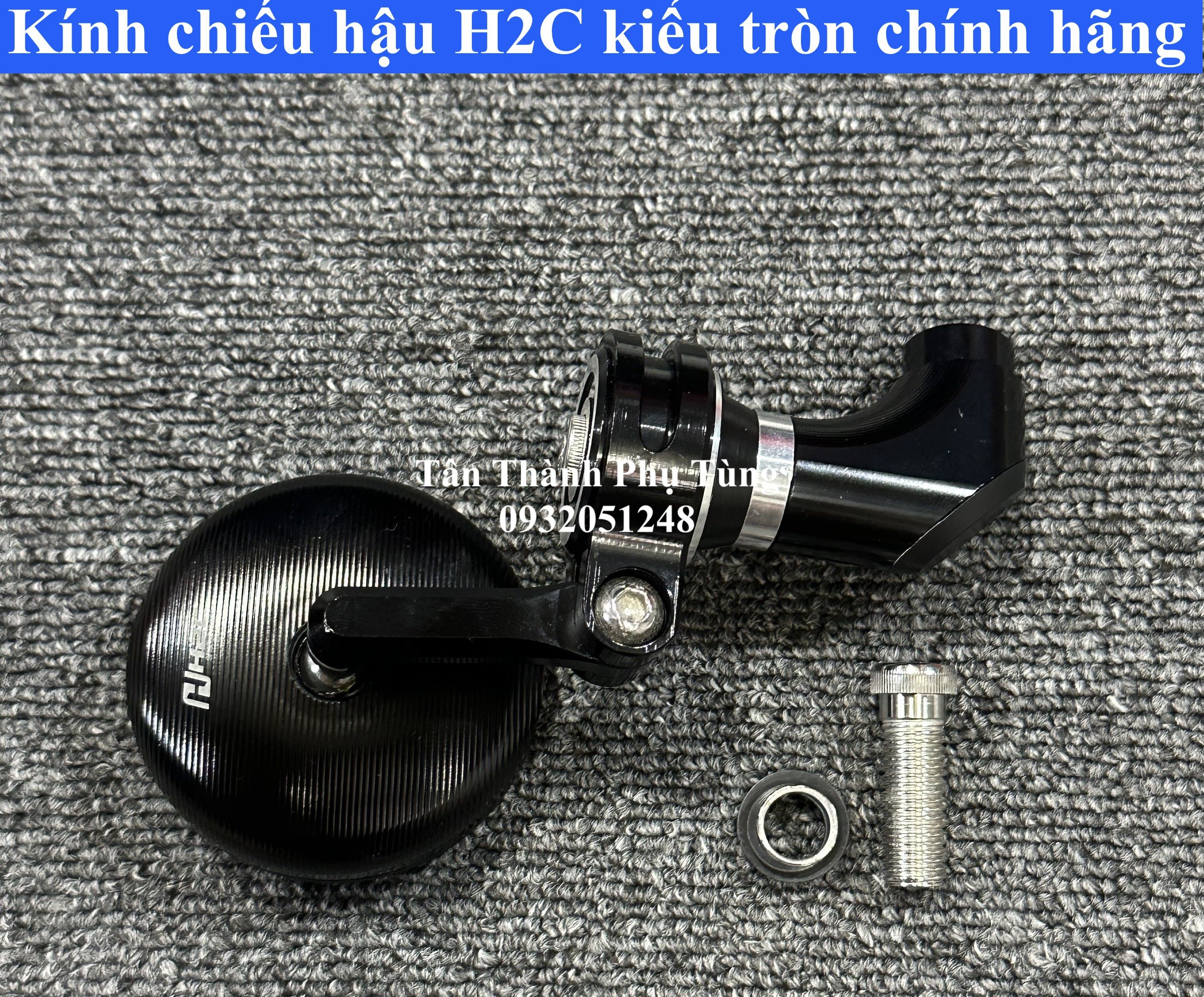 Kính chiếu hậu H2C kiểu tròn - màu đen dành cho xe máy