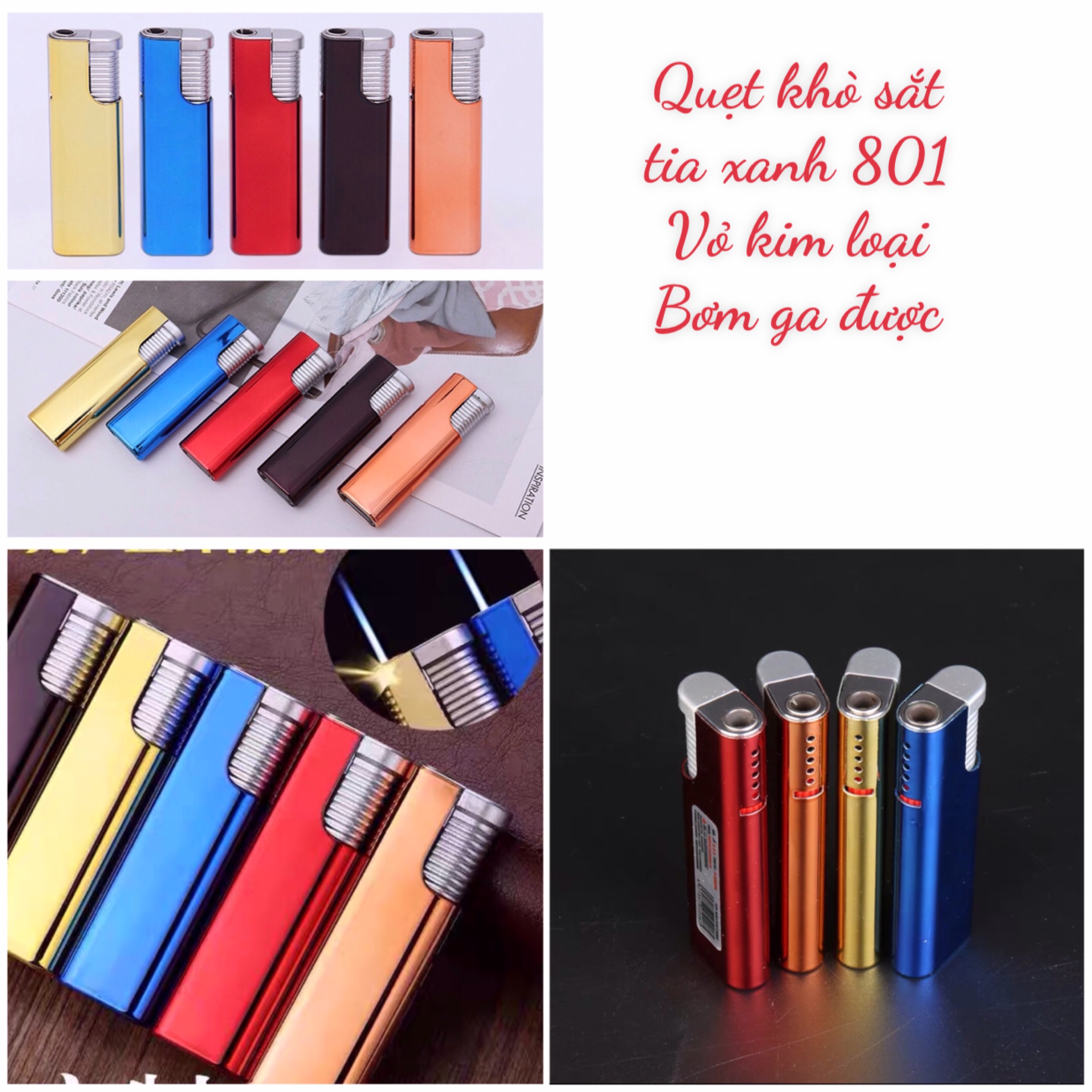 Quẹt sắt JR 801, đẹp sang trọng có bơm-gas