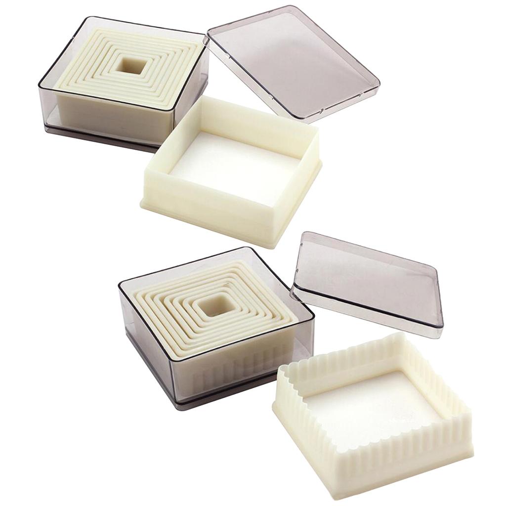 2X Square Cookie Cutter Nylon Fondant Cutter Set Biscuit Cutter Set with Case 1
