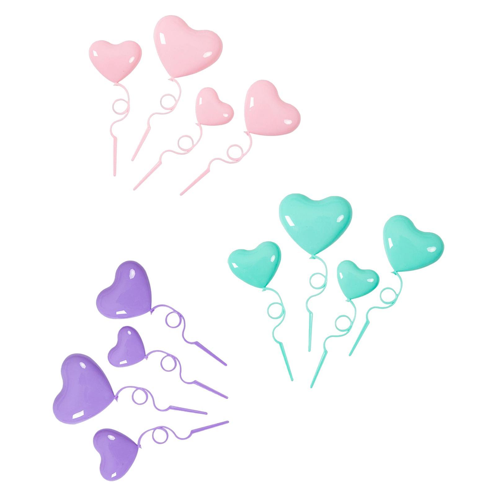 12Pcs Cake Decorations Heart Shape 3D Love Ornaments