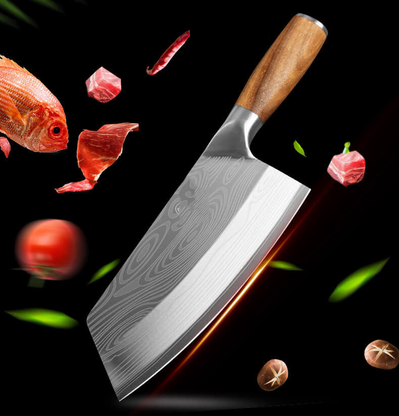 DAO BẾP SANTOKU -DAO BẾP NHẬT THÉP DAMASCUS MÃ DT124