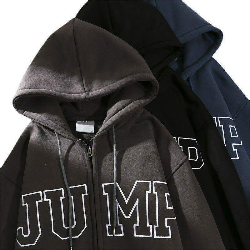 Áo Khoác Nỉ JUMP Nam Nữ Ulzzang Unisex Tay Rộng, Áo Khoác Hoodie Dây Kéo Form Rộng HÀN QUỐC