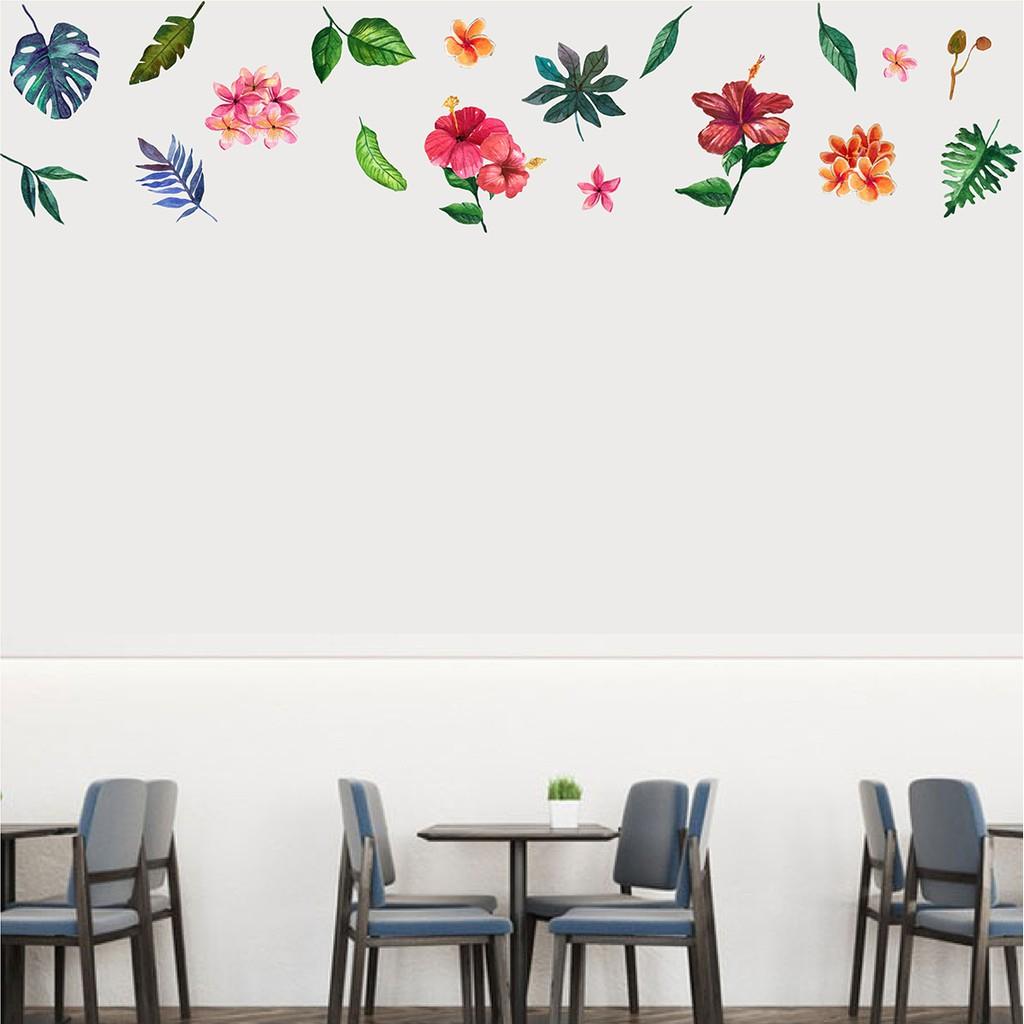 Decal trang trí quán hoa lá nhiệt đới