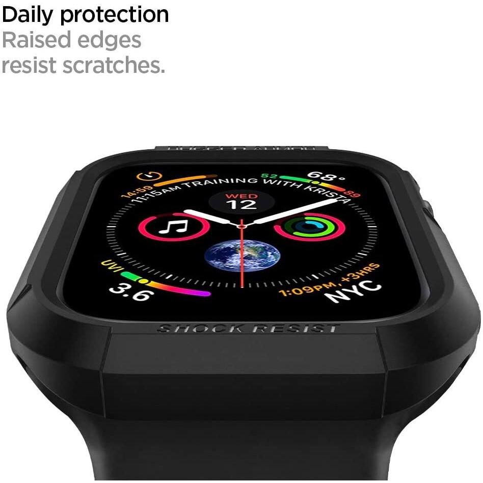 Ốp lưng Spigen dành cho Apple Watch Series 6/SE/5/4 (40mm - 44mm) spigen Rugged Armor chất liệu TPU chống trầy xước - Hàng chính hãng