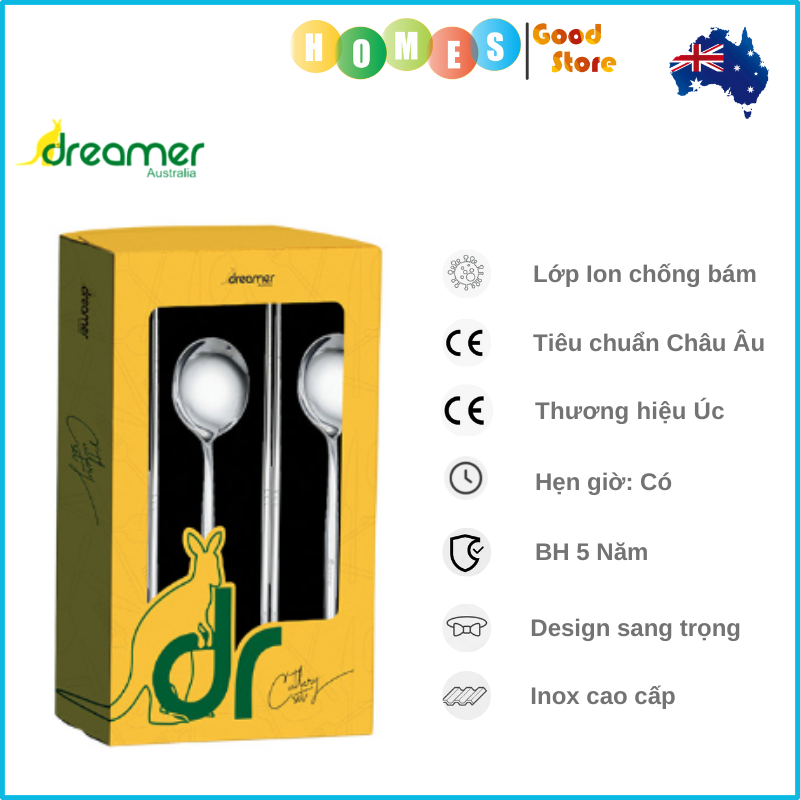 Bộ Muỗng Nĩa Inox DREAMER DCS-02 4 Món Sang Trọng Cao Cấp Thương Hiệu Úc Tiêu Chuẩn Châu Âu - Hàng Chính Hãng