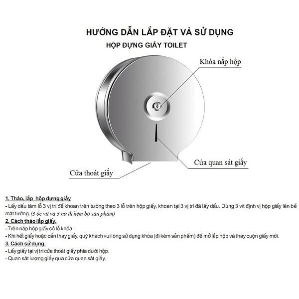 Hộp đựng giấy vệ sinh gắn tường cỡ lớn Inox 26cm