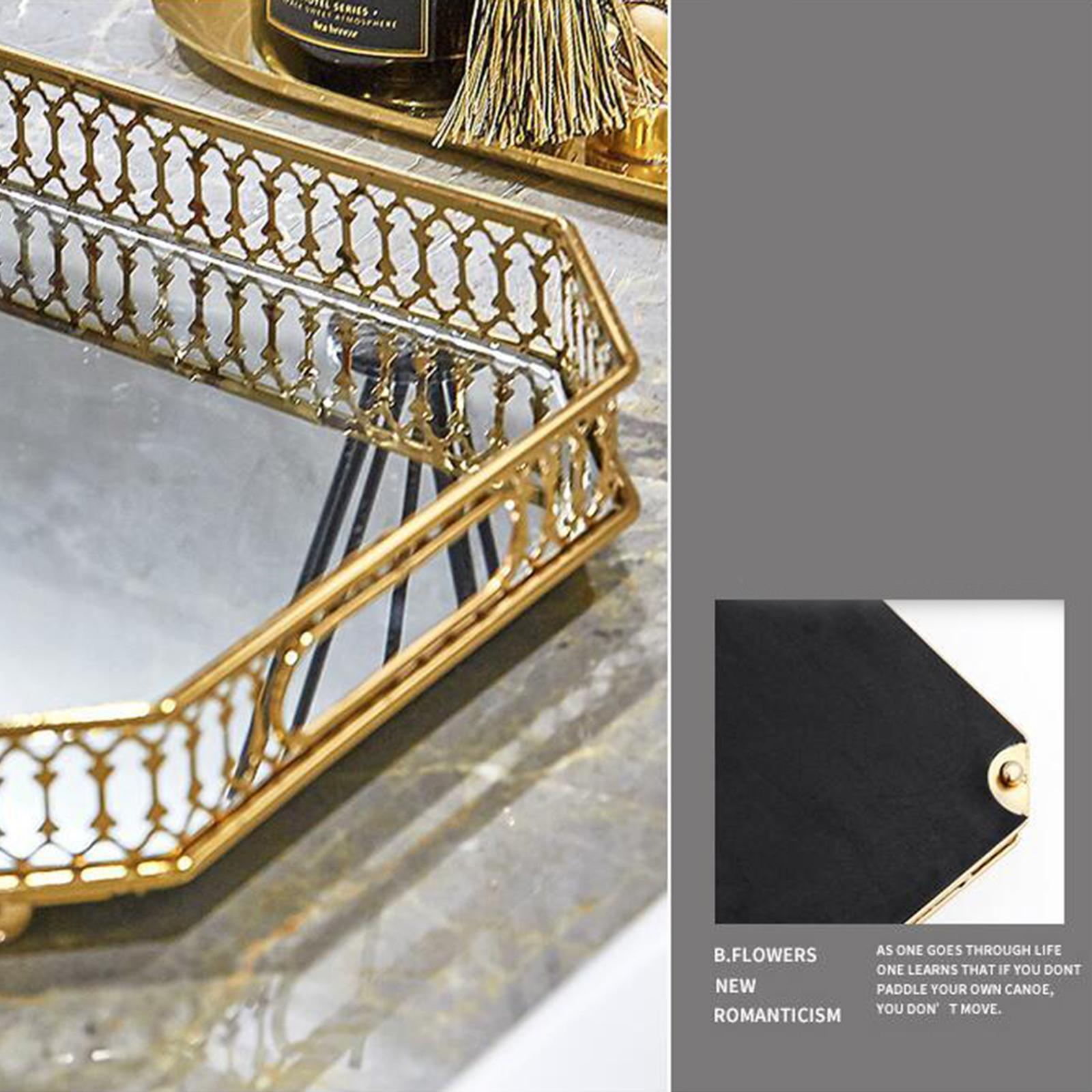 Mirrored Crystal Vanity Tray - Ornate Decorative Tray for Perfume, Jewelry and Makeup