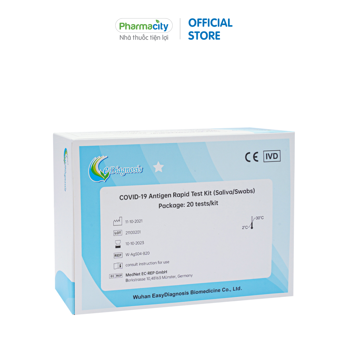 Dụng cụ xét nghiệm nhanh COVID-19 bằng nước bọt Antigen Rapid Test Kit (Saliva) (Hộp 20 Test)