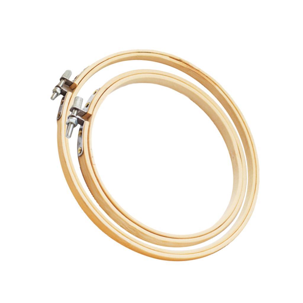 2 Pieces Round Wooden Embroidery Hoops Adjustable Bamboo Circle Cross Stitch Hoop Ring 3 inch 4 Inch