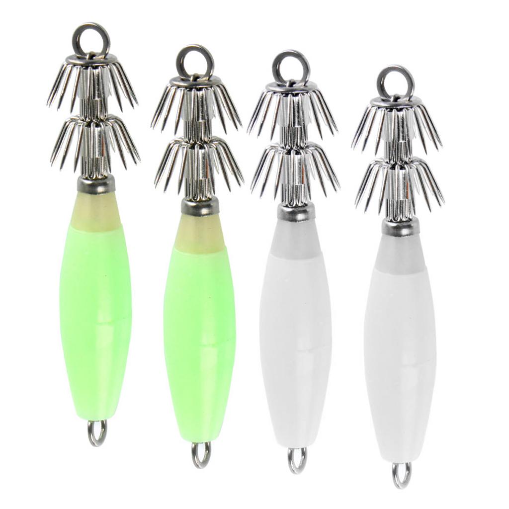 4pcs Shrimp Prawn Fishing Lures Squid Jigs Hooks Freshwater Saltwater Bait