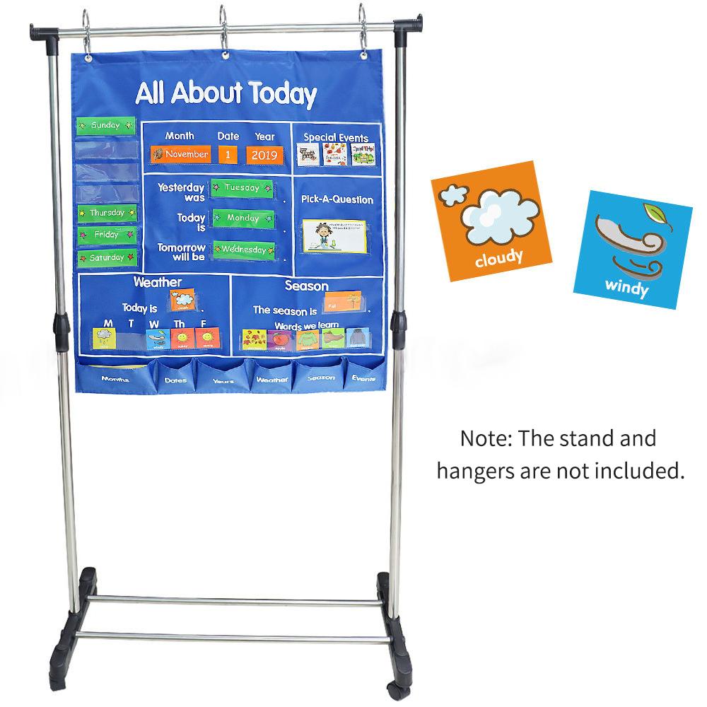 School Classroom Pocket Chart with Date Month Year Week Season Weather Event Cards Teacher Teaching Tool All about Today