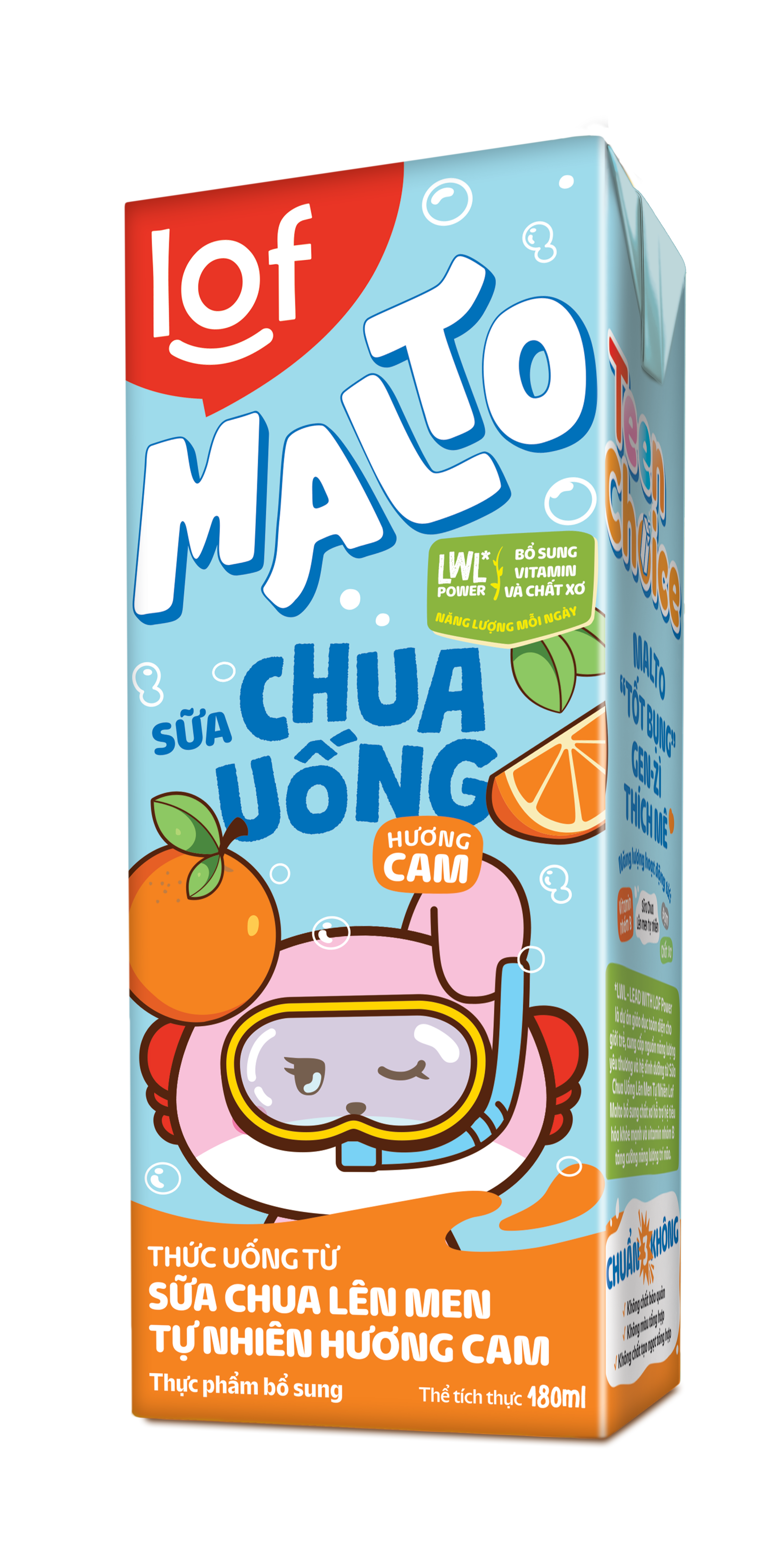 Lof Malto_sữa chua uống hương cam thùng 48 hộp x 180ml