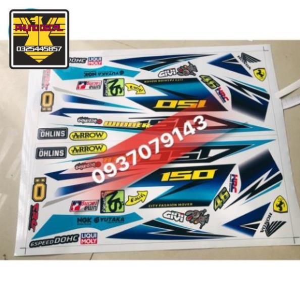 Tem rời winner dán xe trắng tem 3 lớp ko bay màu