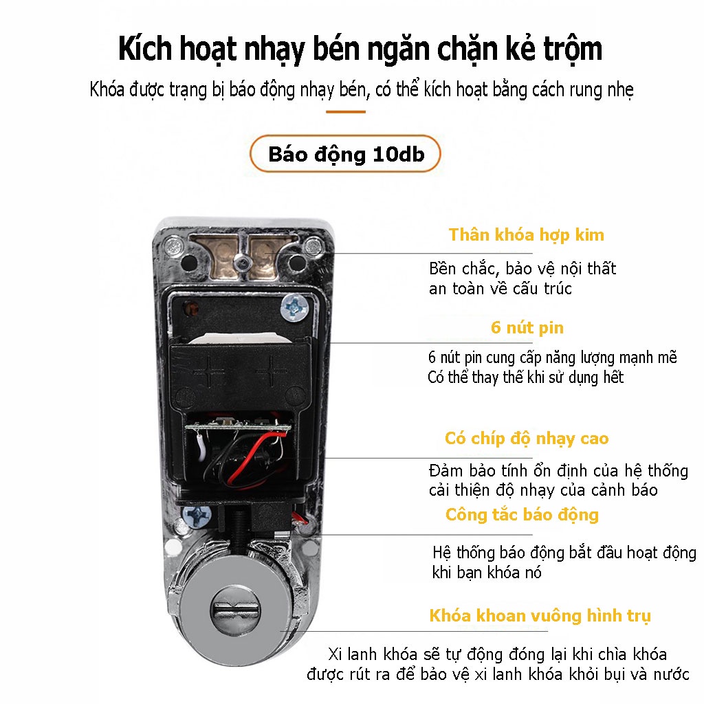 Khóa Đĩa Cao Cấp AZO, Khóa Đĩa Xe Máy Hú Báo Động Chống Trộm, Chống Cắt Dành Cho Xe Máy, Xe Điện