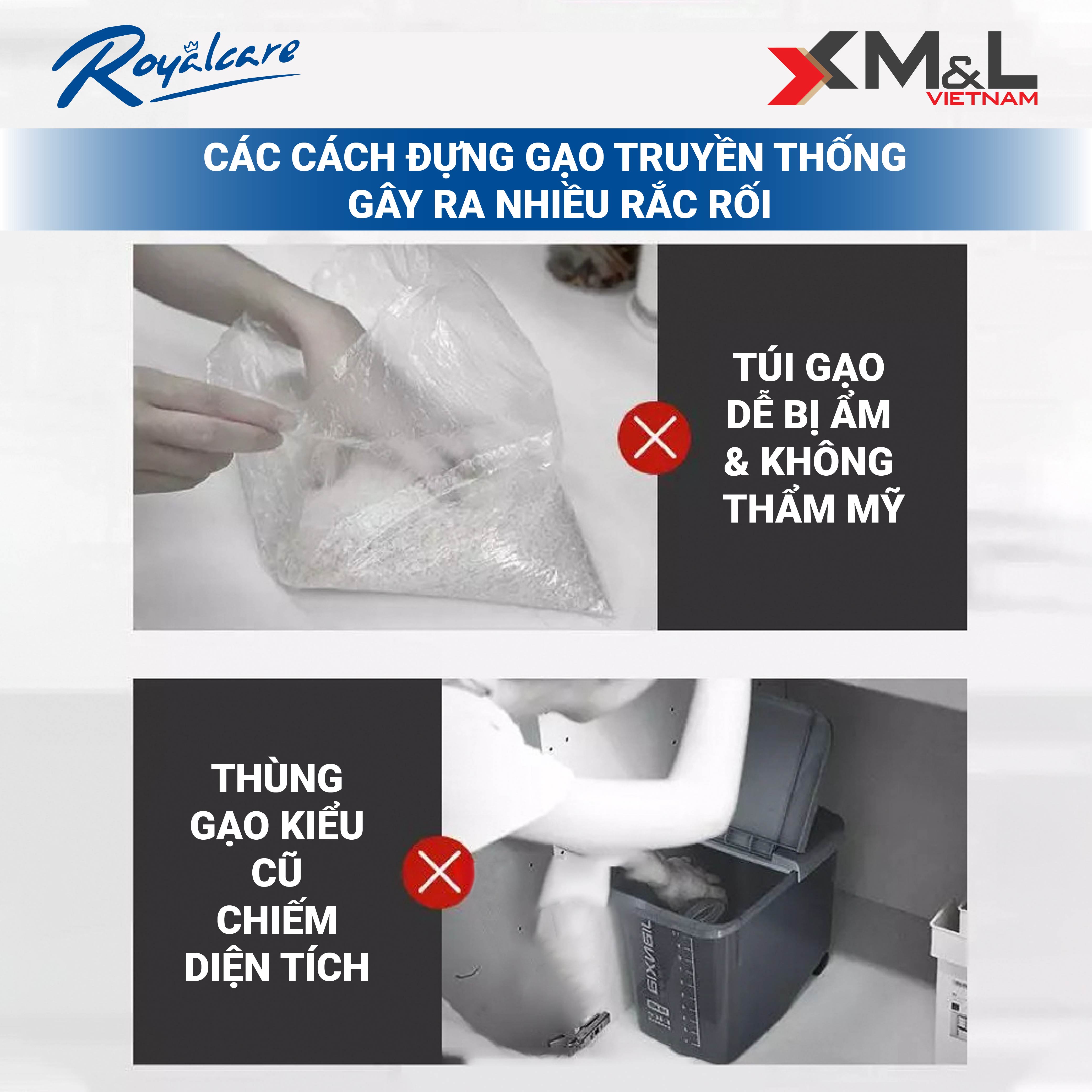 Thùng đựng gạo thông minh M&amp;L Royalcare 6068 - bao gồm khay đựng ngũ cốc - chống ẩm mốc côn trùng - đồ gia dụng tiện ích