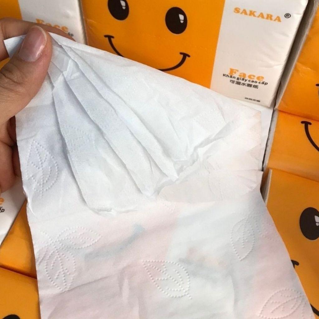 Giấy Ăn 1 Gói - Giấy Ăn Cao Cấp SAKARA, Siêu Mịn, Siêu Dai, 4 Lớp