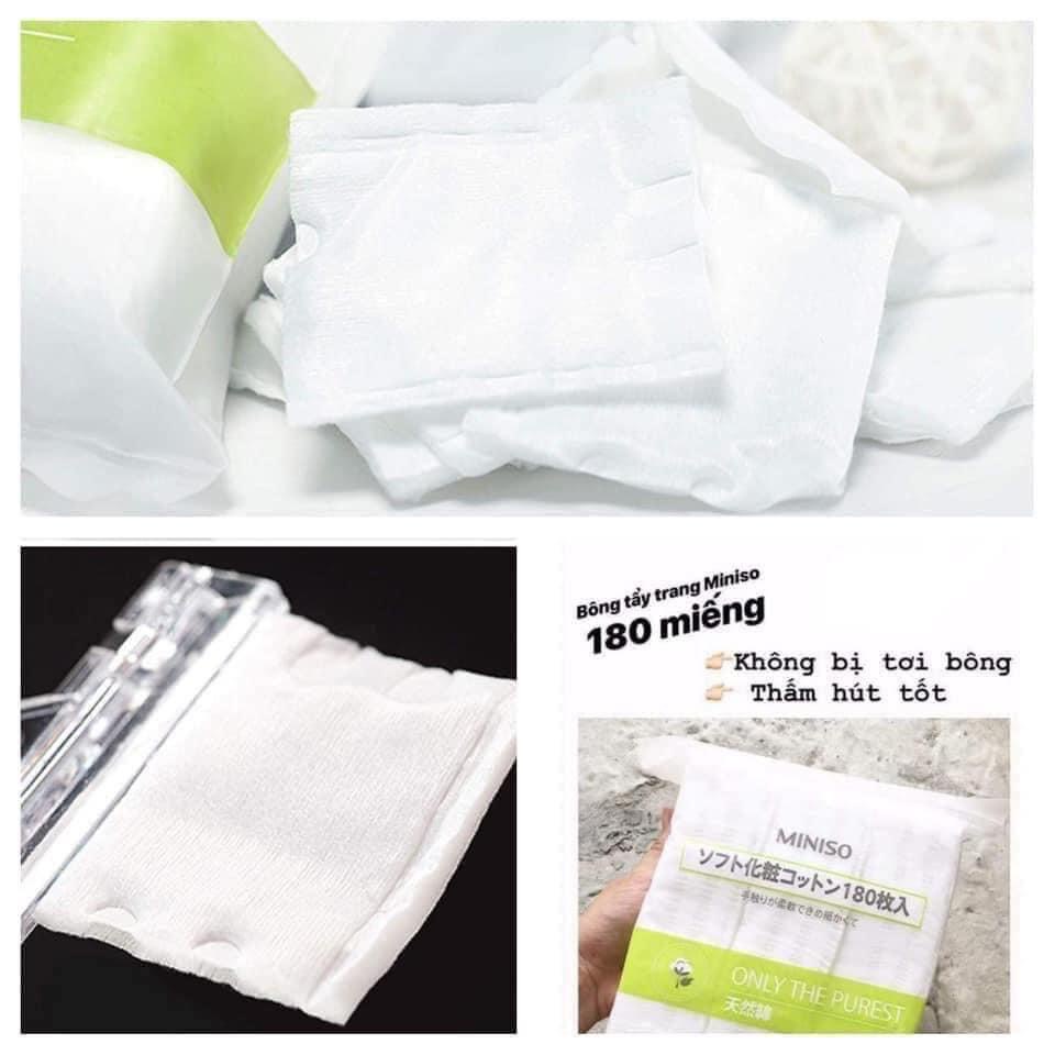 Bông tẩy trang Miniso Nhật Bản 100% cotton mềm mại [180 miếng] ePharmacy