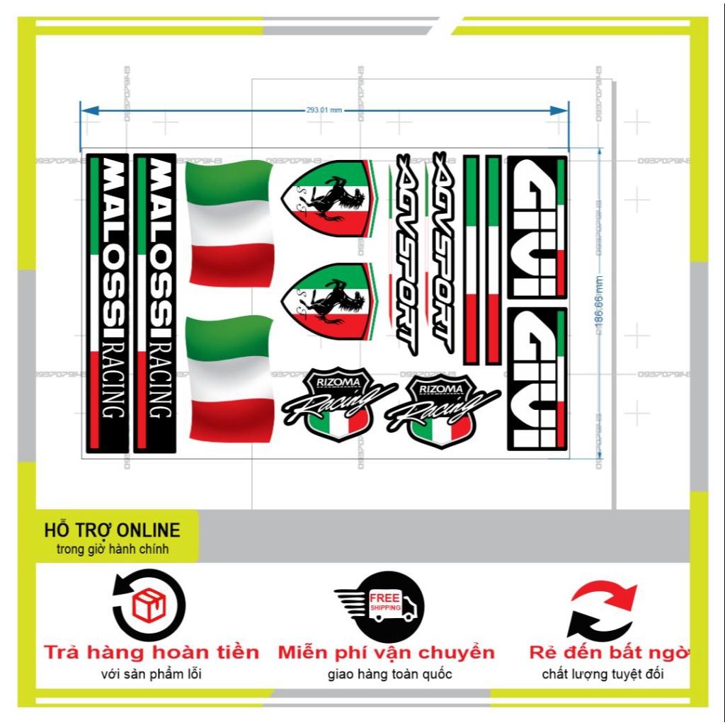 14 LOGO STICKER CỜ ITALI - BI DECAL