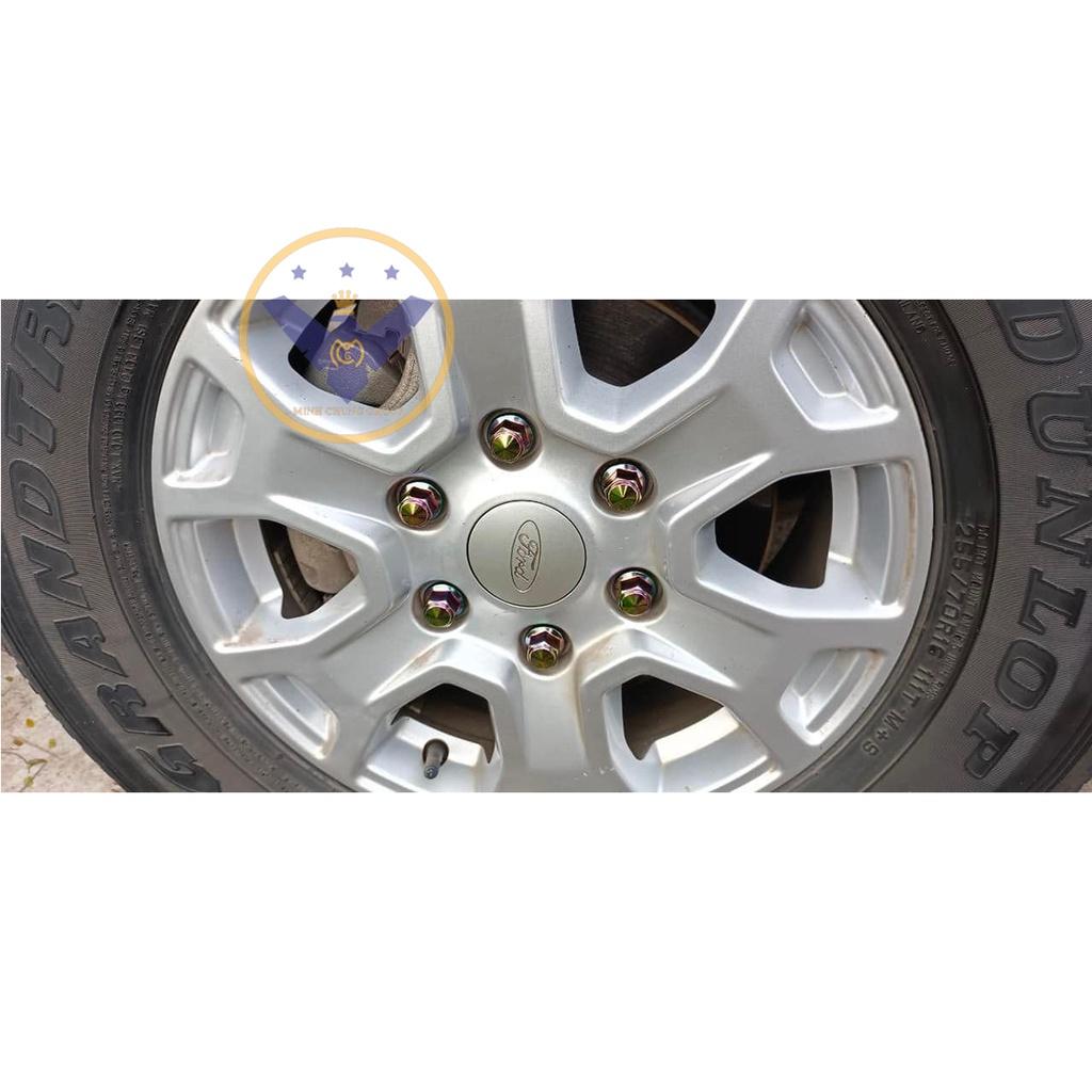 Ốc đúc nguyên khối 7 màu lazang bánh xe - size 19, ren 1.5