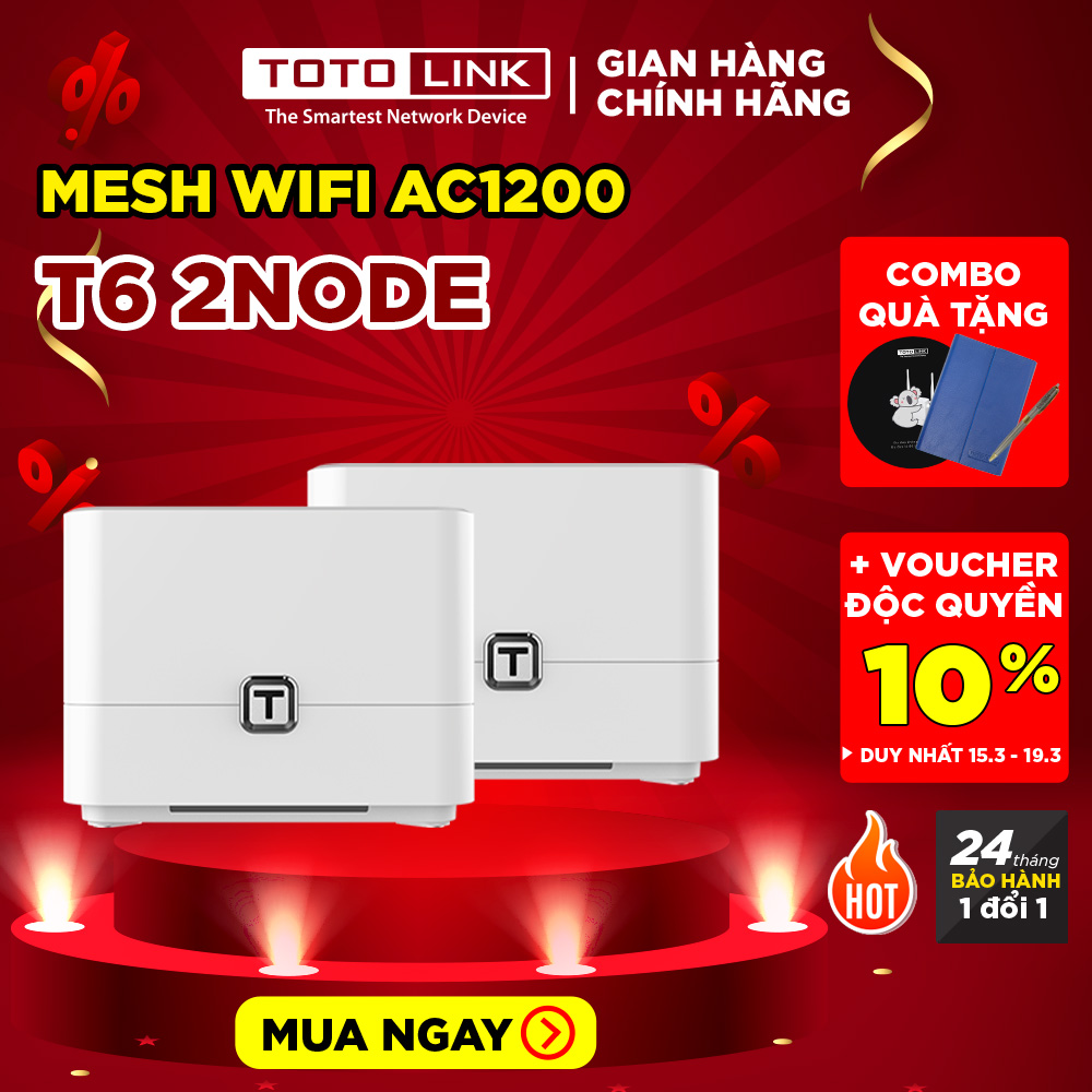 TOTOLINK T6 - Mesh Router Wi-Fi gia đình AC1200 Hàng chính hãng