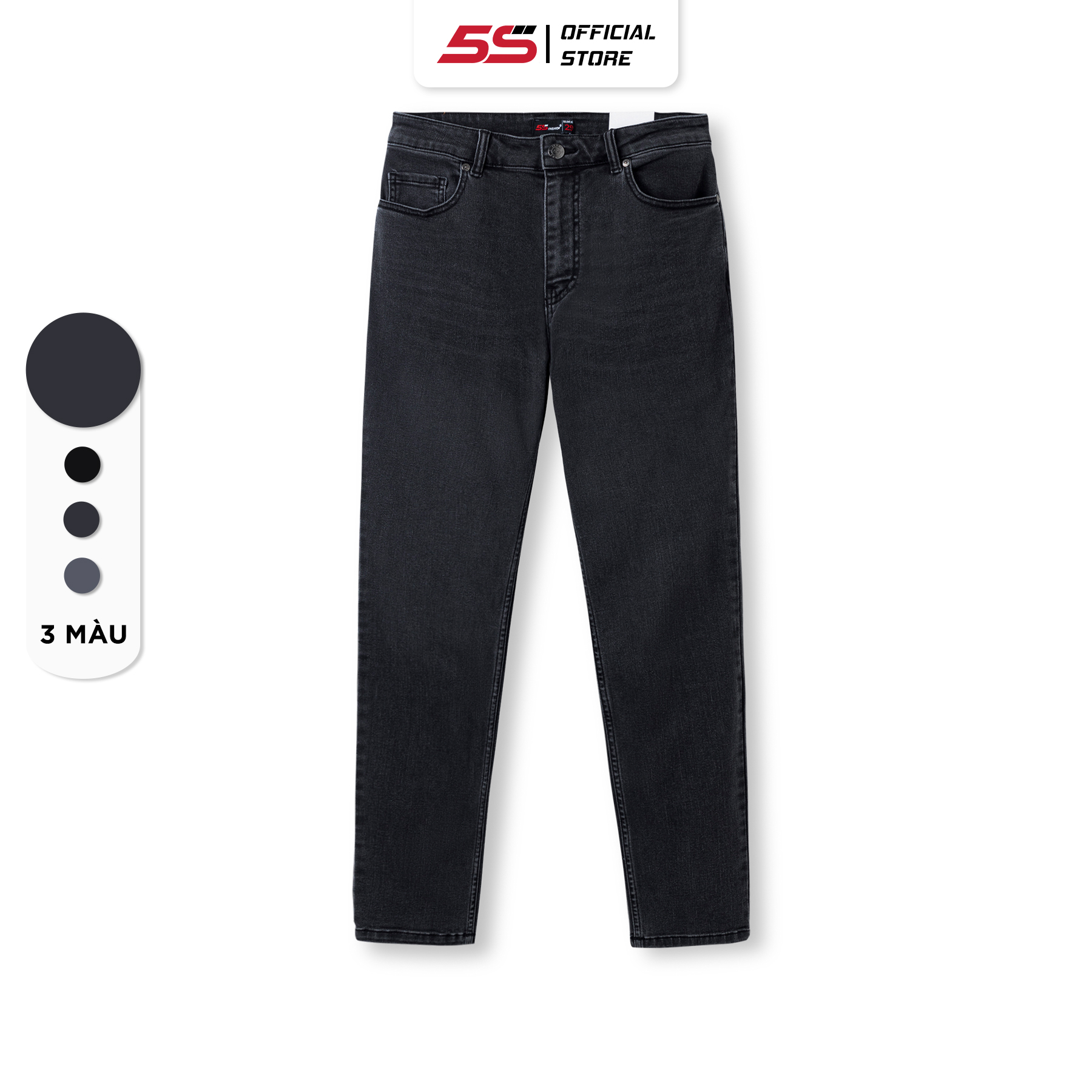 Quần Jean Nam 5S Premium 3 Màu Basic, Chất Liệu Cotton Cao Cấp, Mềm Mịn, Không Bai Gião, Không Phai, Co Giãn (QBD23005)