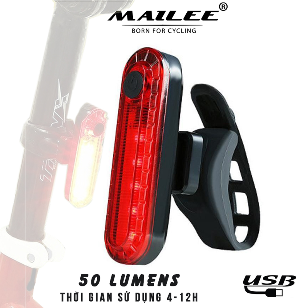 Đèn Hậu Phía Sau Xe Đạp USB 056ML 50 Lumens Sạc Lại Phù Hợp Với Mọi Loại Xe Đạp/Mũ bảo hiểm Dễ Dàng Lắp Đặt Mai Lee