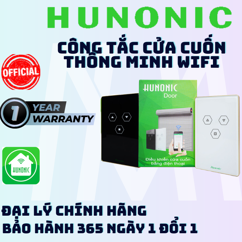 Công Tắc Cửa Cuốn Thông Minh Hunonic Door Trắng│Công tắc điều khiển cửa cuốn từ xa bằng điện thoại -2022