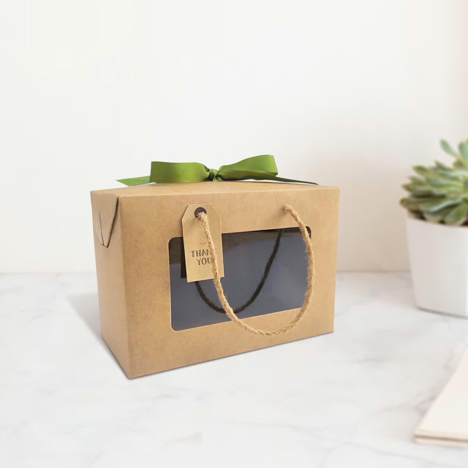 Hộp Xếp Kraft Quai Xách Kính - 19 x 13 x 10 cm - Linh Lan