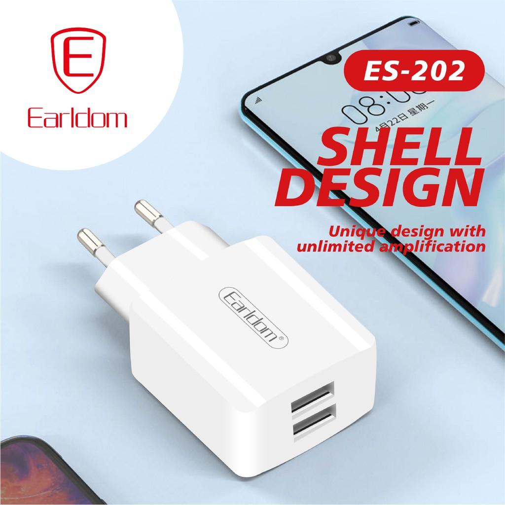 Củ sạc 2 cổng USB, hỗ trợ sạc nhanh Earldom ES-202 - Hàng chính hãng