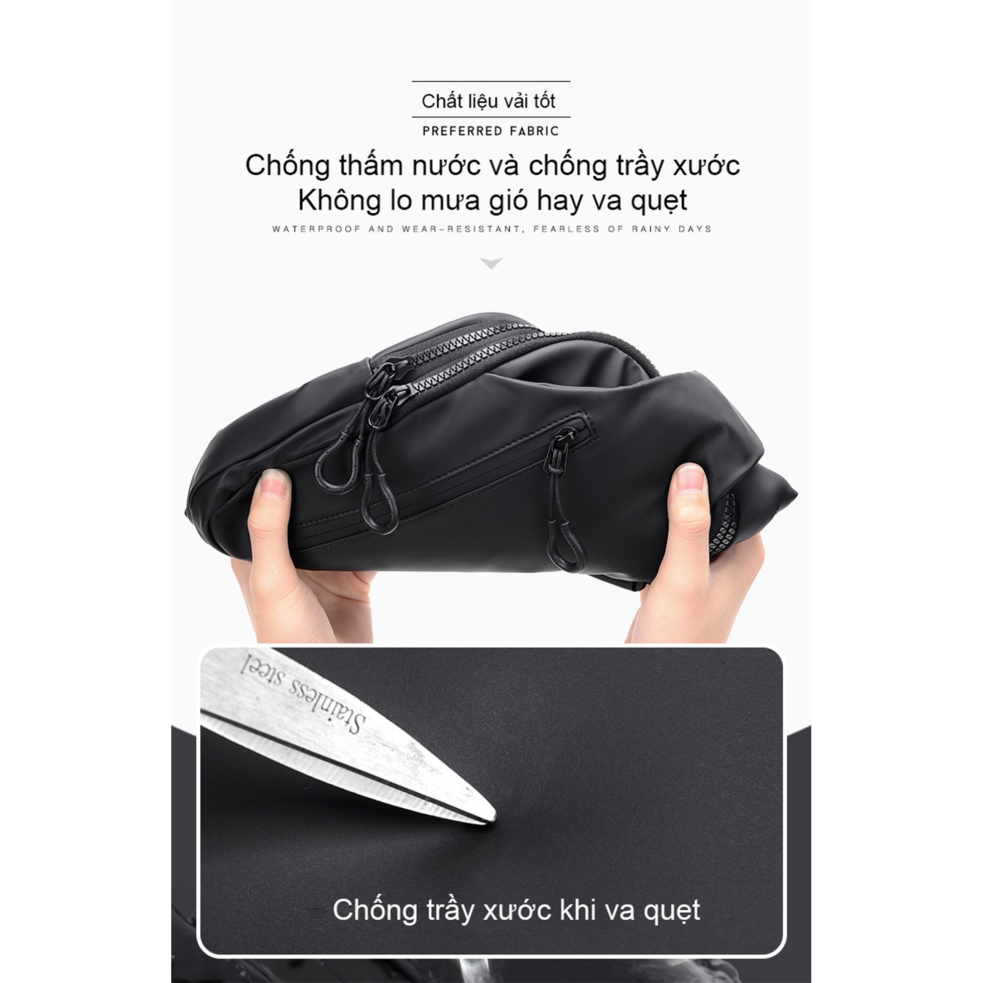 Túi Đeo Chéo Nam Cao Cấp Chống Nước Và Chống Xước, Có Khe USB Bên Ngoài, Phù Hợp Đi Chơi Phố, Du Lịch